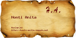 Honti Anita névjegykártya